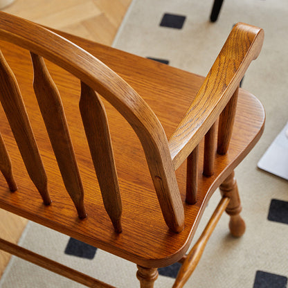 Traditional Vintage Hollow Trapezoidal Red Oak Plywood Bench Backrest Armrest For Dining Room & Balcony
