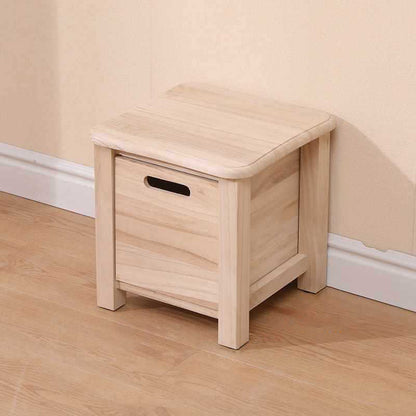 Modern Minimalist Square Paulownia Wood Lightweight Low Stool Backless Armless For Hallway & Entryway