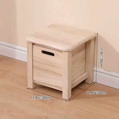 Modern Minimalist Square Paulownia Wood Lightweight Low Stool Backless Armless For Hallway & Entryway