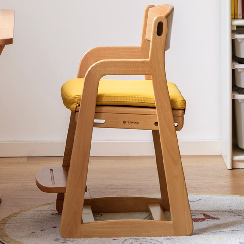 Modern Minimalist Trapezoid Beech Wood Faux Leather Sponge Adjustable Kids Lounge Chair Backrest Armrests For Living Room