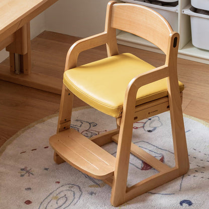 Modern Minimalist Trapezoid Beech Wood Faux Leather Sponge Adjustable Kids Lounge Chair Backrest Armrests For Living Room