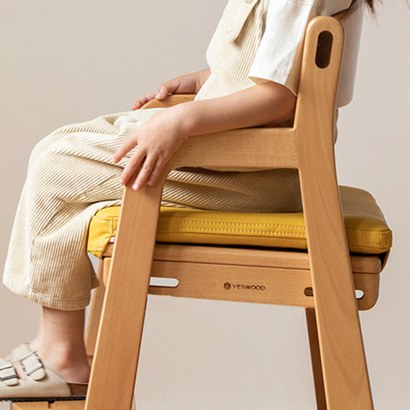 Modern Minimalist Trapezoid Beech Wood Faux Leather Sponge Adjustable Kids Lounge Chair Backrest Armrests For Living Room