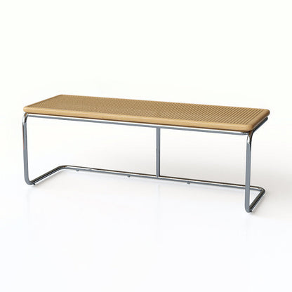 Contemporary Industrial Rectangular Rubberwood Stainless Steel Rattan Weaving Lightweight Bench Backless Armless For Hallway & Entryway