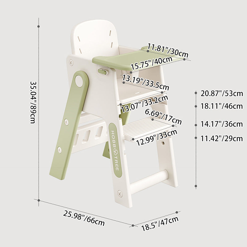 Contemporary Nordic Eco-Friendly HDPE PP Plastic Trapezoidal Kids Foldable Adjustable Dining Chair Backrest Armrest For Dining Room