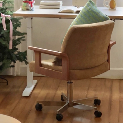 Contemporary Scandinavian Solid Wood Plywood Chenille Stainless Steel Square Liftable Rotatable Desk Chair Backrest Armrest For Home Office