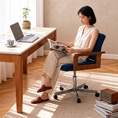Contemporary Scandinavian Solid Wood Plywood Chenille Stainless Steel Square Liftable Rotatable Desk Chair Backrest Armrest For Home Office