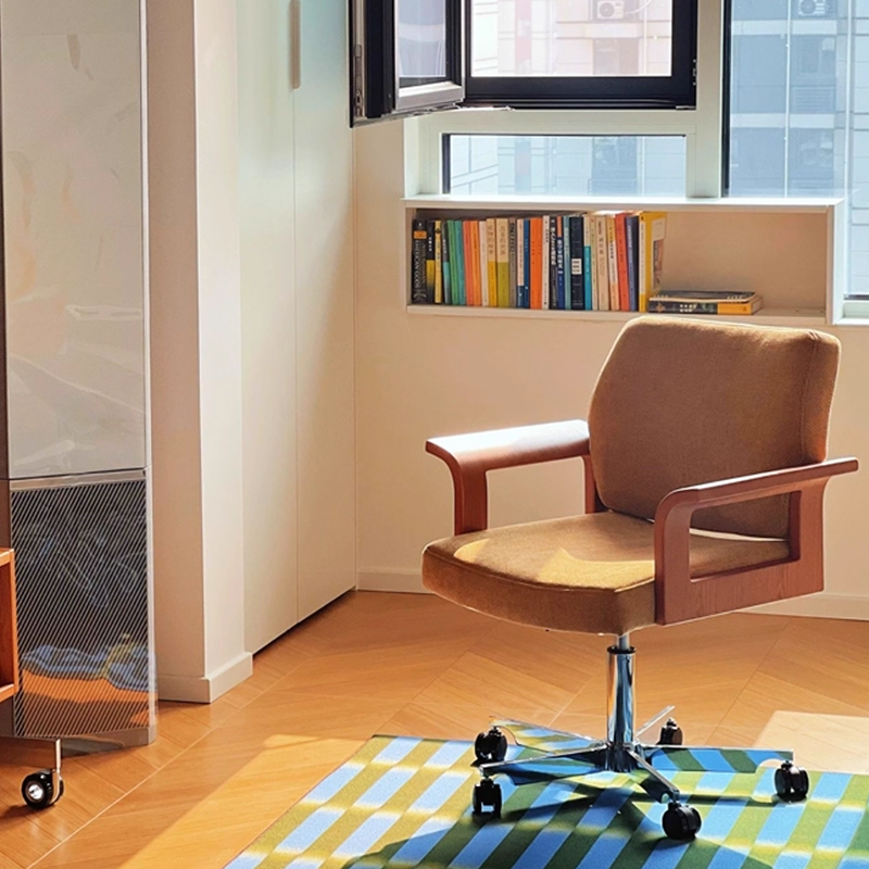 Contemporary Scandinavian Solid Wood Plywood Chenille Stainless Steel Square Liftable Rotatable Desk Chair Backrest Armrest For Home Office