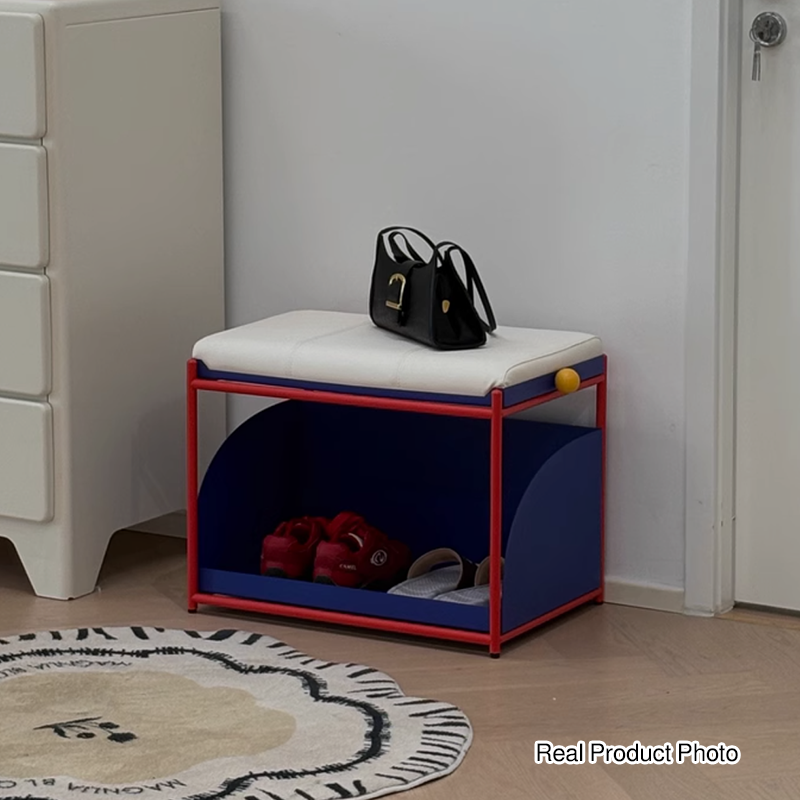 Contemporary Industrial Cold Rolled Steel PU Leather Sponge Rectangular Shoe Bench Backless Armless For Entryway & Hallway