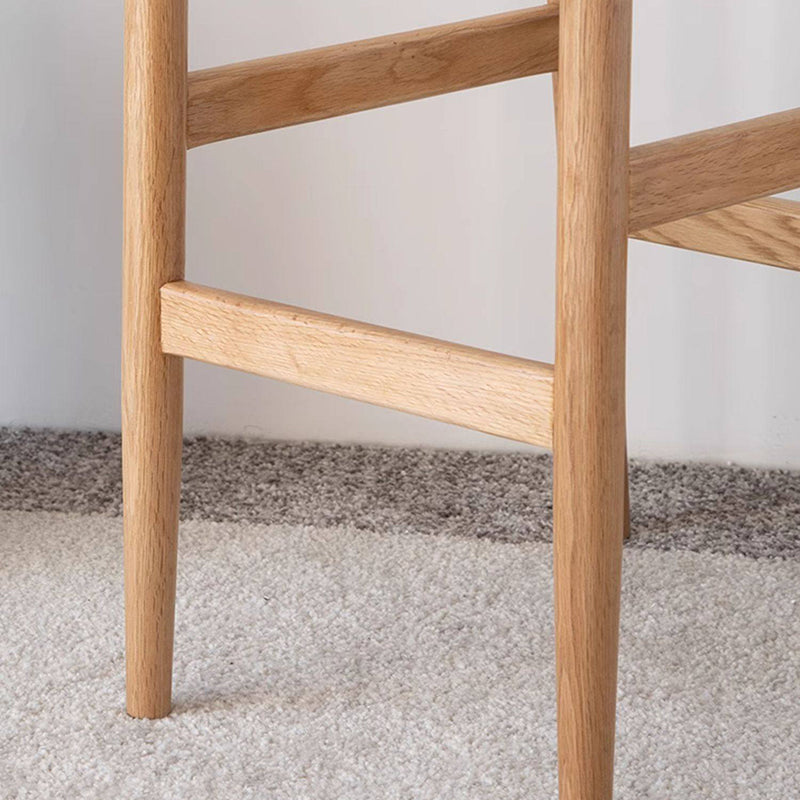 Traditional Japanese Red Oak Wood Hemp Rope Weaving Trapezoidal Bar Stool Backrest Armless For Dining Room