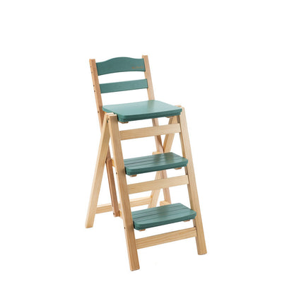 Modern Minimalist Pine Wood Triangular Multistep Foldable Bar Stool Backrest For Dining Room