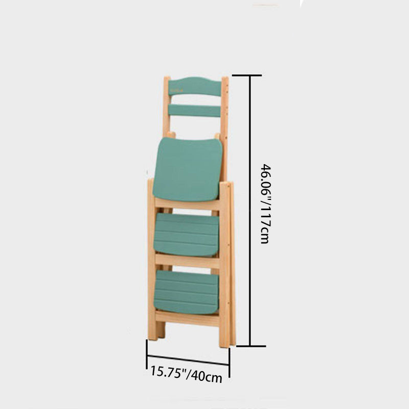 Modern Minimalist Pine Wood Triangular Multistep Foldable Bar Stool Backrest For Dining Room