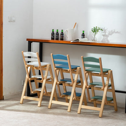 Modern Minimalist Pine Wood Triangular Multistep Foldable Bar Stool Backrest For Dining Room