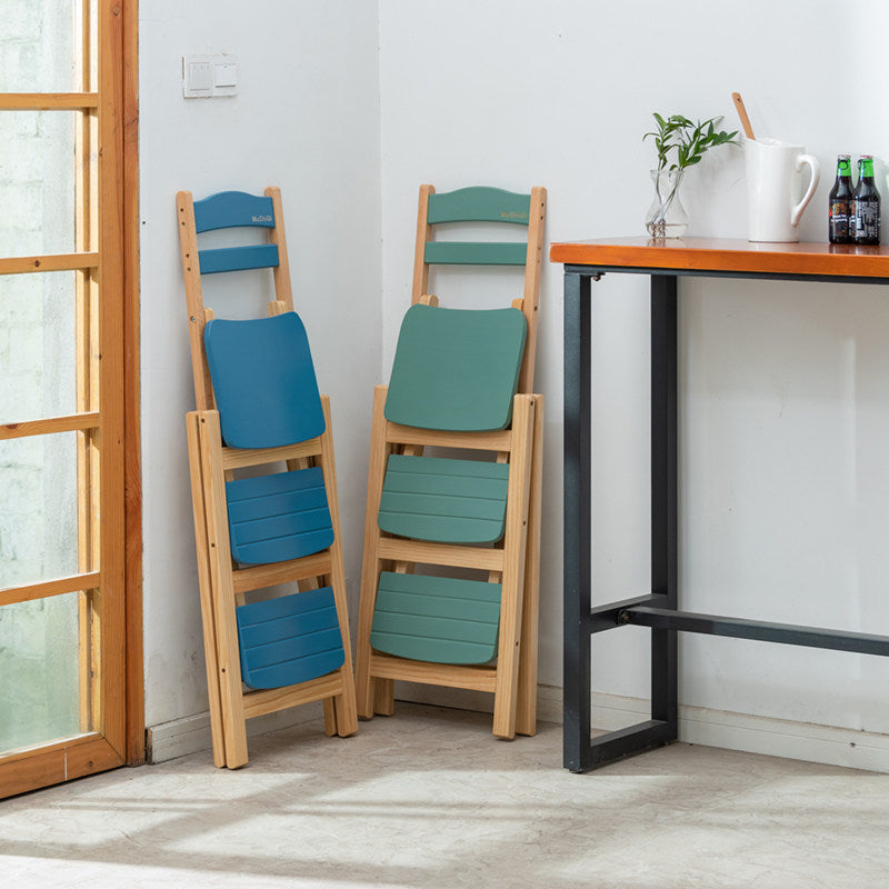 Modern Minimalist Pine Wood Triangular Multistep Foldable Bar Stool Backrest For Dining Room