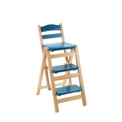 Modern Minimalist Pine Wood Triangular Multistep Foldable Bar Stool Backrest For Dining Room