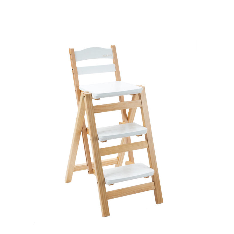 Modern Minimalist Pine Wood Triangular Multistep Foldable Bar Stool Backrest For Dining Room