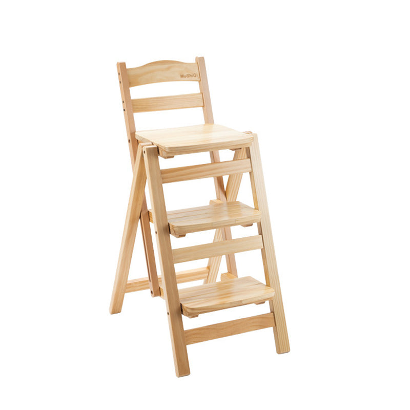 Modern Minimalist Pine Wood Triangular Multistep Foldable Bar Stool Backrest For Dining Room