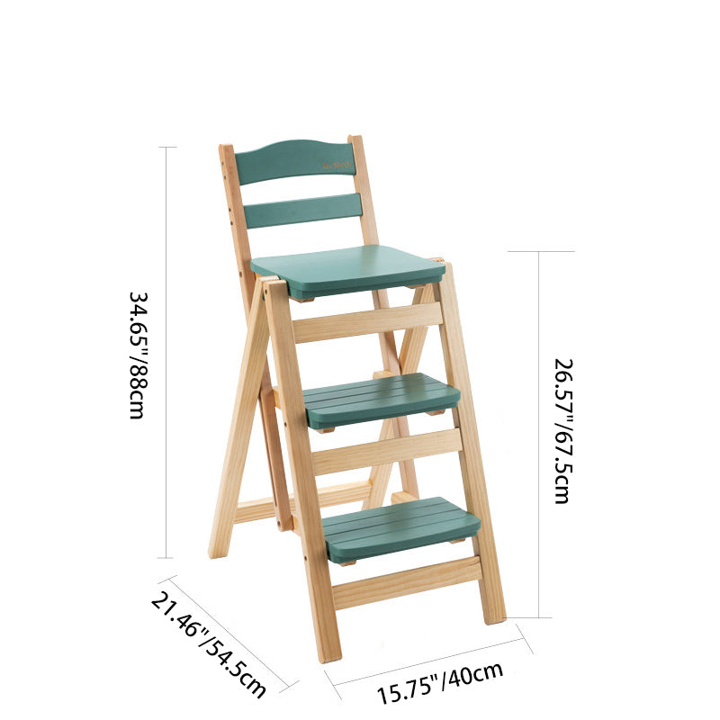Modern Minimalist Pine Wood Triangular Multistep Foldable Bar Stool Backrest For Dining Room
