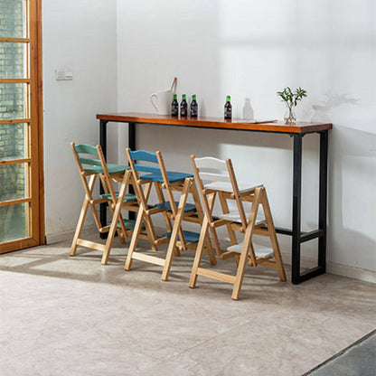 Modern Minimalist Pine Wood Triangular Multistep Foldable Bar Stool Backrest For Dining Room