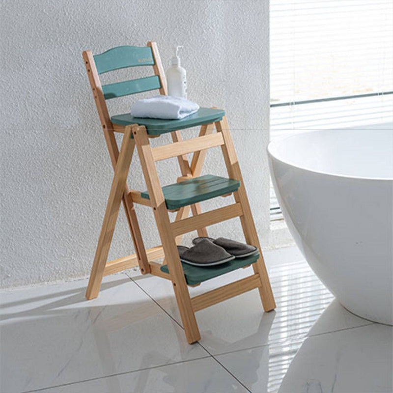Modern Minimalist Pine Wood Triangular Multistep Foldable Bar Stool Backrest For Dining Room