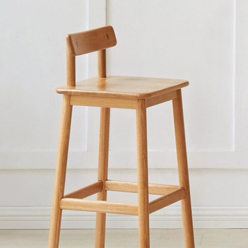 Traditional Japanese Oak Wood Trapezoidal Bar Stool Backrest Footrest For Living Room & Dining Room