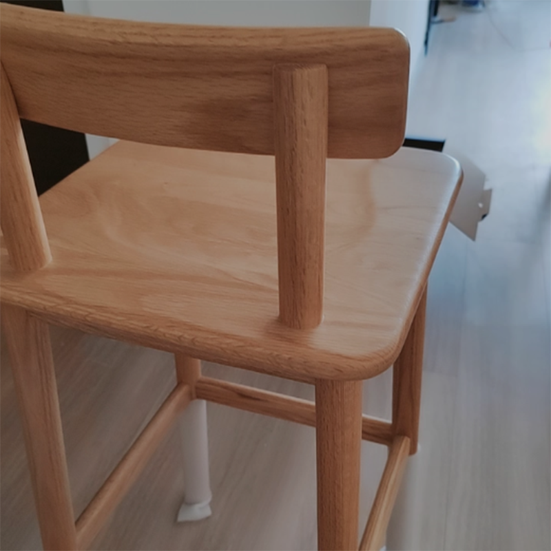 Traditional Japanese Oak Wood Trapezoidal Bar Stool Backrest Footrest For Living Room & Dining Room