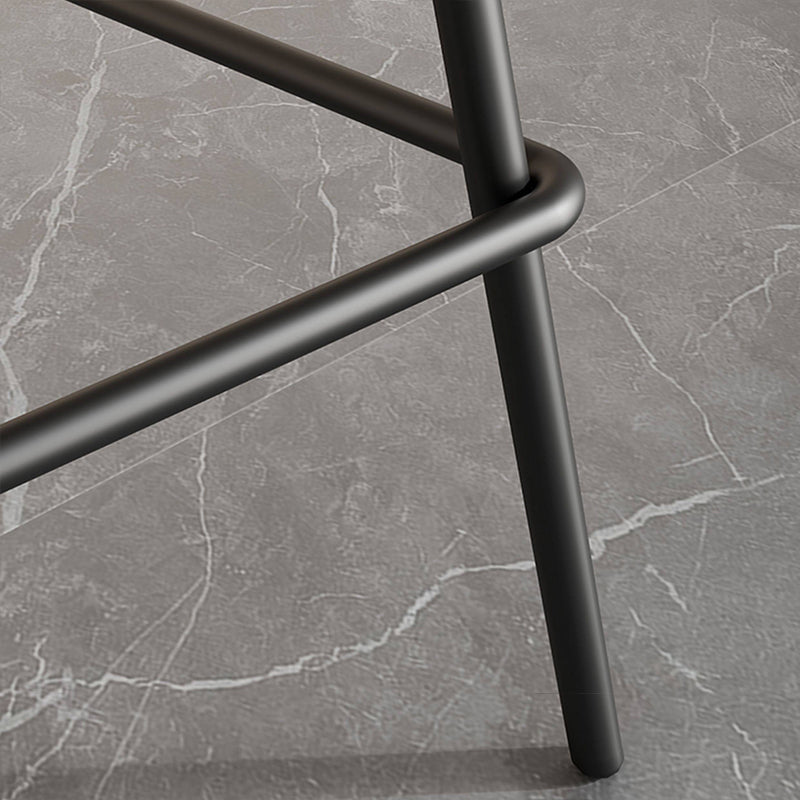 Contemporary Scandinavian Faux Saddle Leather Iron Sponge Curved Trapezoidal Lightweight Bar Stool Backless Armless For Dining Room