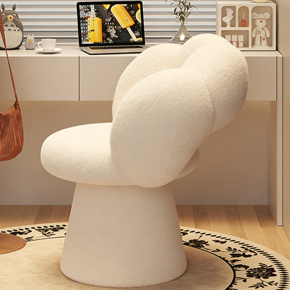 Contemporary Nordic Lambswool Solid Plywood Sponge Petal Rotatable Vanity Stool Backrest Armless For Bedroom