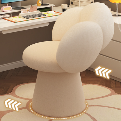 Contemporary Nordic Lambswool Solid Plywood Sponge Petal Rotatable Vanity Stool Backrest Armless For Bedroom