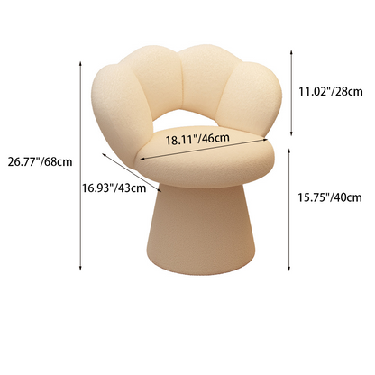 Contemporary Nordic Lambswool Solid Plywood Sponge Petal Rotatable Vanity Stool Backrest Armless For Bedroom