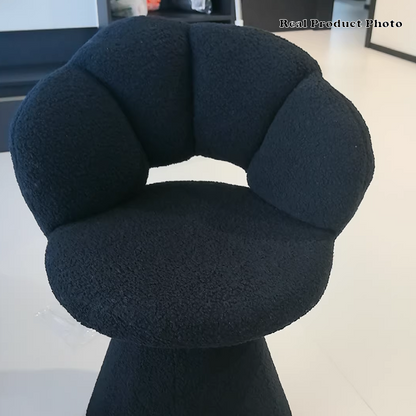 Contemporary Nordic Lambswool Solid Plywood Sponge Petal Rotatable Vanity Stool Backrest Armless For Bedroom