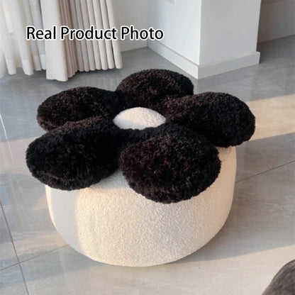 Contemporary Nordic Soft Teddy Fleece EPP Beads Petal Removable & Washable Design Low Stool Backless Armless For Living Room
