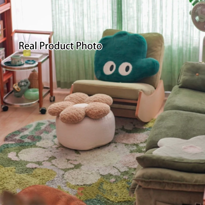 Contemporary Nordic Soft Teddy Fleece EPP Beads Petal Removable & Washable Design Low Stool Backless Armless For Living Room