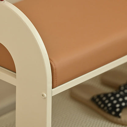 Contemporary Nordic Iron PU Leather Sponge Arched Rectangular Shoe Bench Armrest Backless For Entryway & Hallway