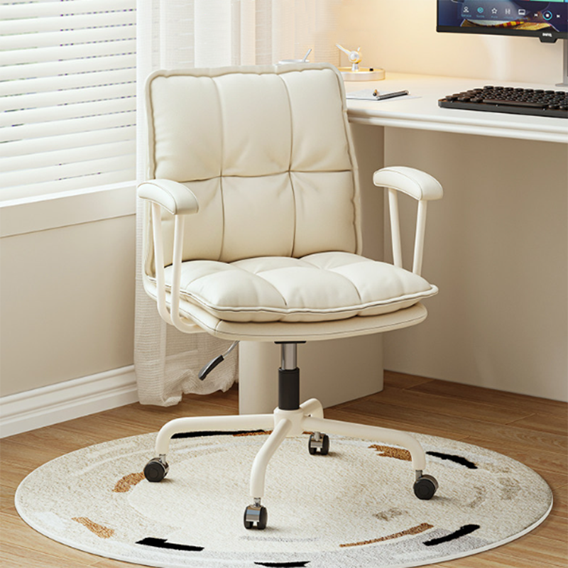 Modern Minimalist Cat Scratch-Resistant Leather Solid Plywood Sponge Iron L-Shaped Liftable Rotatable Desk Chair Backrest Armrest For Home Office