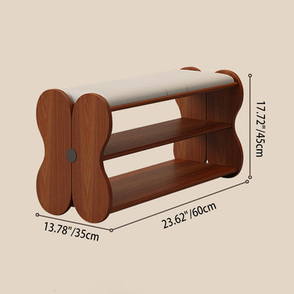 Traditional French Sponge PU Leather Rubberwood Rectangular Shoe Bench Backless Armless For Entryway & Hallway