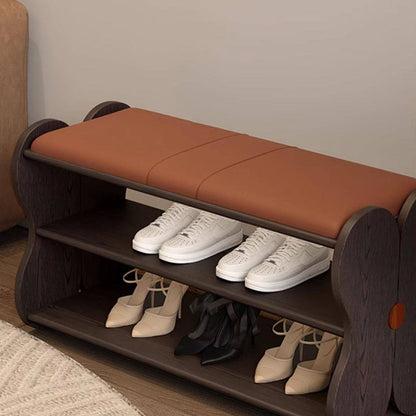 Traditional French Sponge PU Leather Rubberwood Rectangular Shoe Bench Backless Armless For Entryway & Hallway