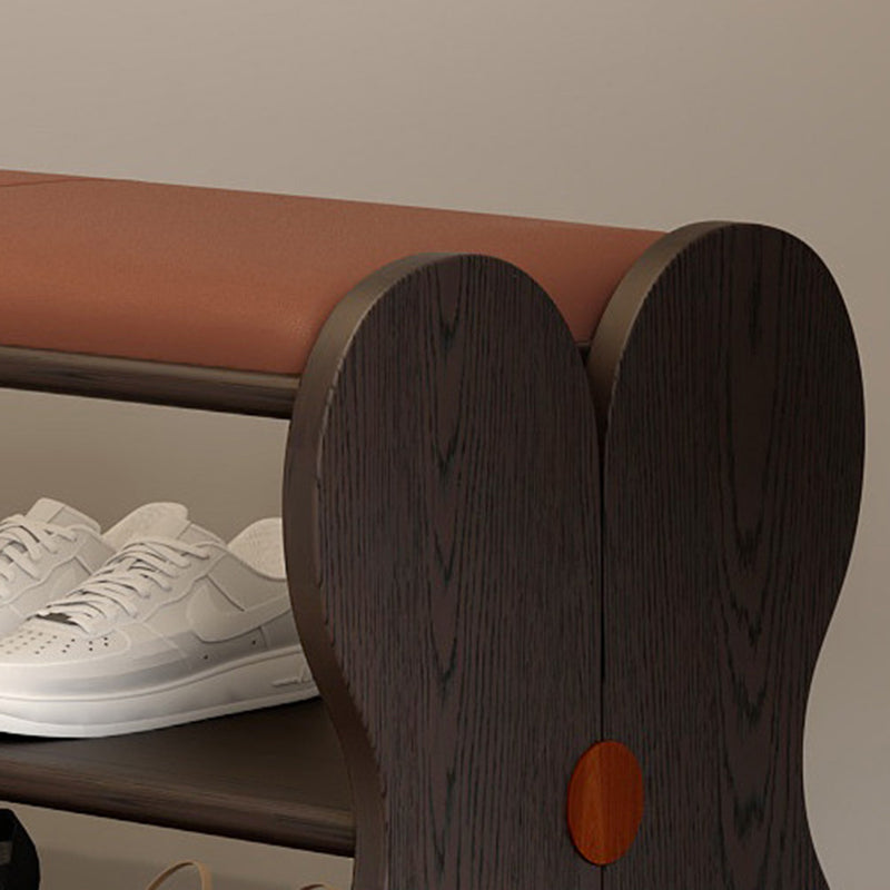 Traditional French Sponge PU Leather Rubberwood Rectangular Shoe Bench Backless Armless For Entryway & Hallway
