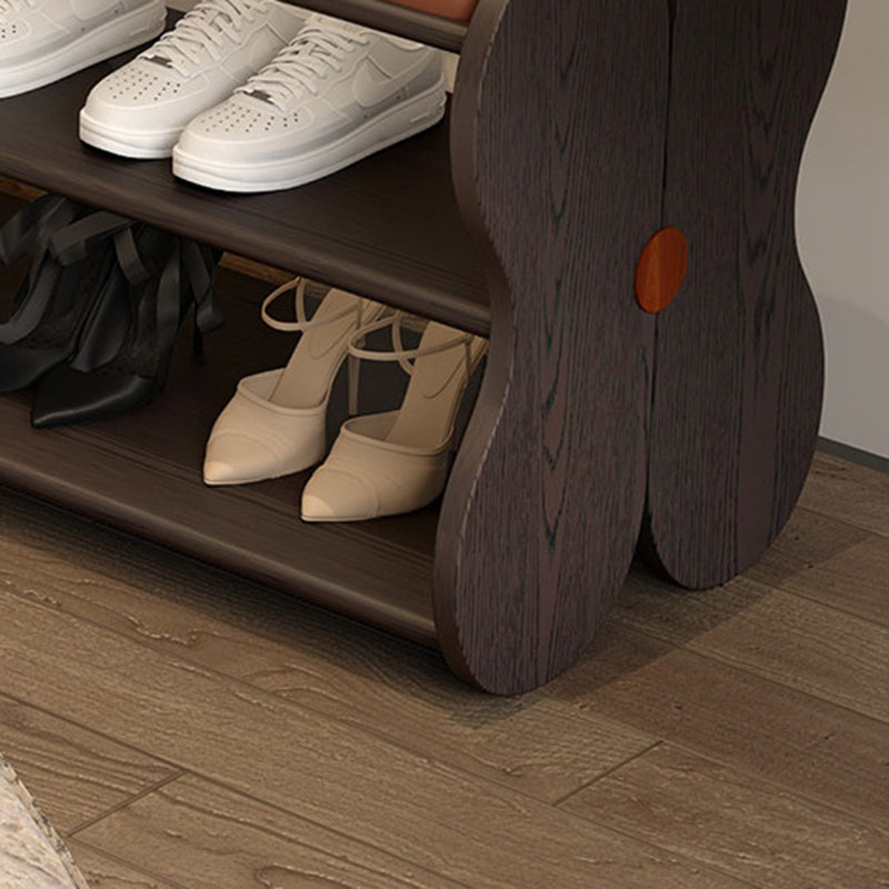 Traditional French Sponge PU Leather Rubberwood Rectangular Shoe Bench Backless Armless For Entryway & Hallway