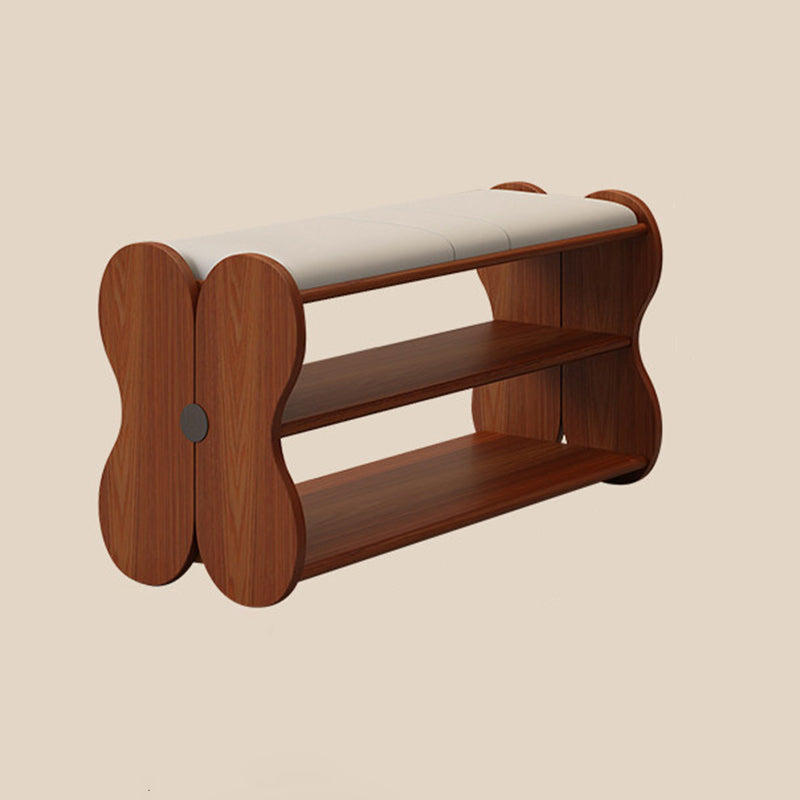 Traditional French Sponge PU Leather Rubberwood Rectangular Shoe Bench Backless Armless For Entryway & Hallway