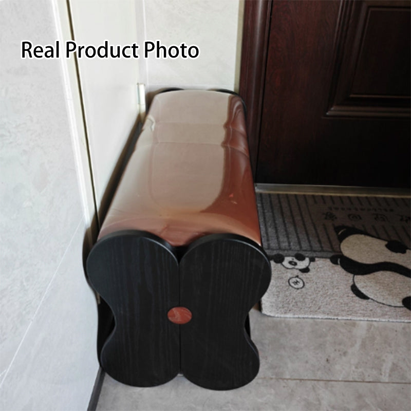Traditional French Sponge PU Leather Rubberwood Rectangular Shoe Bench Backless Armless For Entryway & Hallway