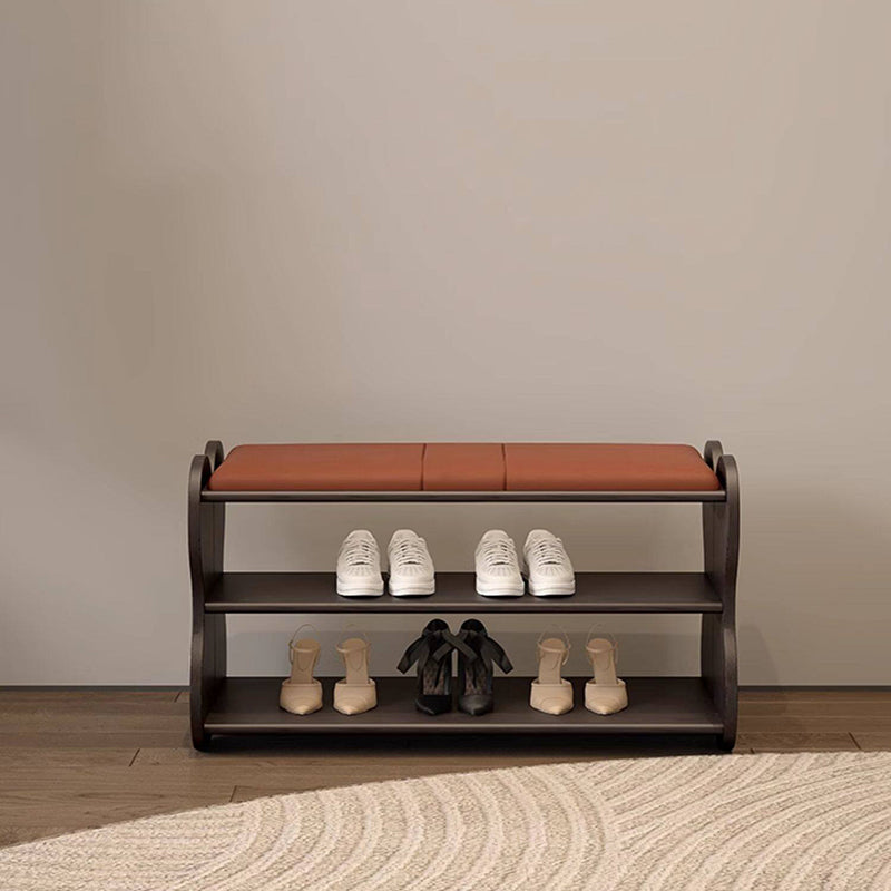 Traditional French Sponge PU Leather Rubberwood Rectangular Shoe Bench Backless Armless For Entryway & Hallway