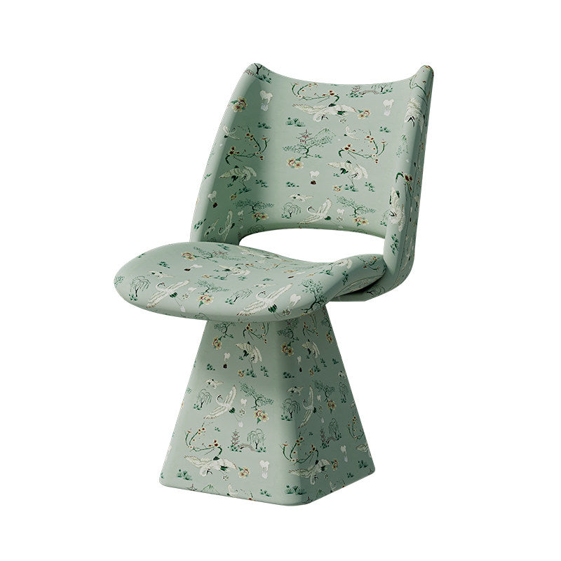 Traditional Chinese Fabric Sponge Solid Plywood Arc Trapezoidal Rotatable Vanity Stool Backrest Armless For Bedroom