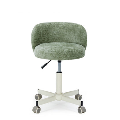 Contemporary Nordic Chenille Cat Scratch Leather Solid Plywood Sponge Steel Arc Liftable Rotatable Vanity Stool Backrest Armless For Bedroom