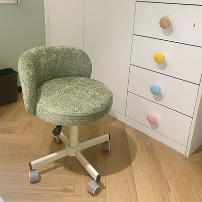 Contemporary Nordic Chenille Cat Scratch Leather Solid Plywood Sponge Steel Arc Liftable Rotatable Vanity Stool Backrest Armless For Bedroom
