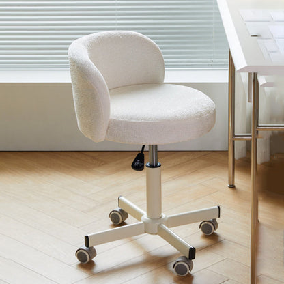 Contemporary Nordic Chenille Cat Scratch Leather Solid Plywood Sponge Steel Arc Liftable Rotatable Vanity Stool Backrest Armless For Bedroom