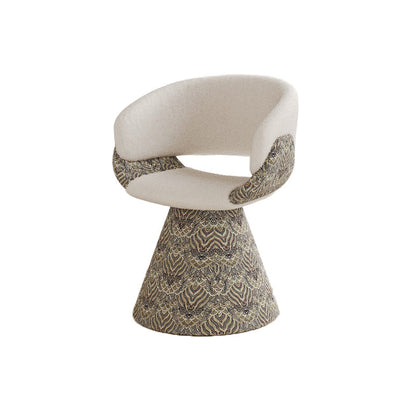 Contemporary Scandinavian Pine Wood Faux Rabbit Fur Faux Nappa & PU Leather Linen Chenille Arc Rotatable Vanity Stool Backrest Armrest For Bedroom