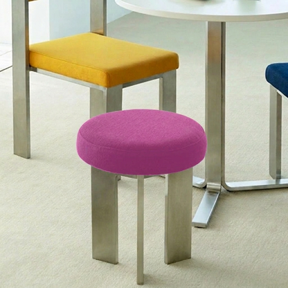 Contemporary Industrial Cotton Linen Stainless Steel Sponge Round Lightweight Dining Chair Backless Armless For Dining Room