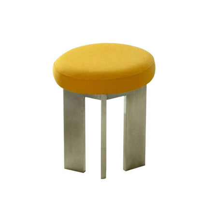 Contemporary Industrial Cotton Linen Stainless Steel Sponge Round Lightweight Dining Chair Backless Armless For Dining Room