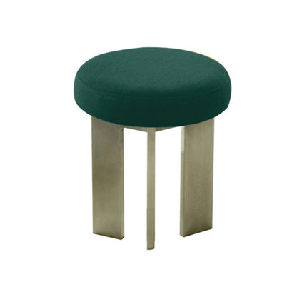 Contemporary Industrial Cotton Linen Stainless Steel Sponge Round Lightweight Dining Chair Backless Armless For Dining Room