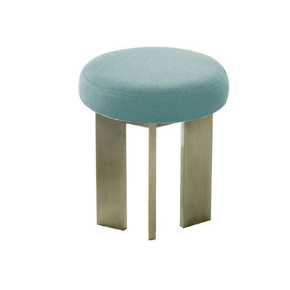 Contemporary Industrial Cotton Linen Stainless Steel Sponge Round Lightweight Dining Chair Backless Armless For Dining Room